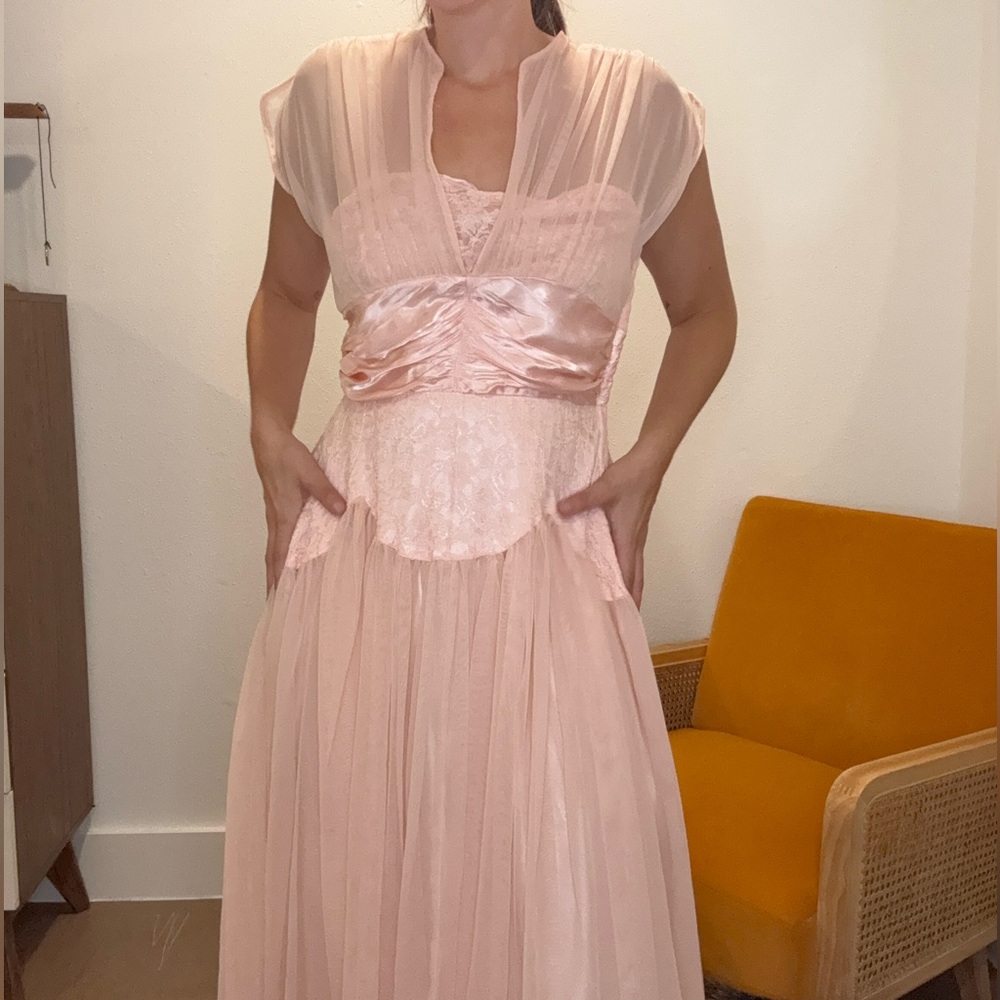 Elegant Pink Sheer Dress